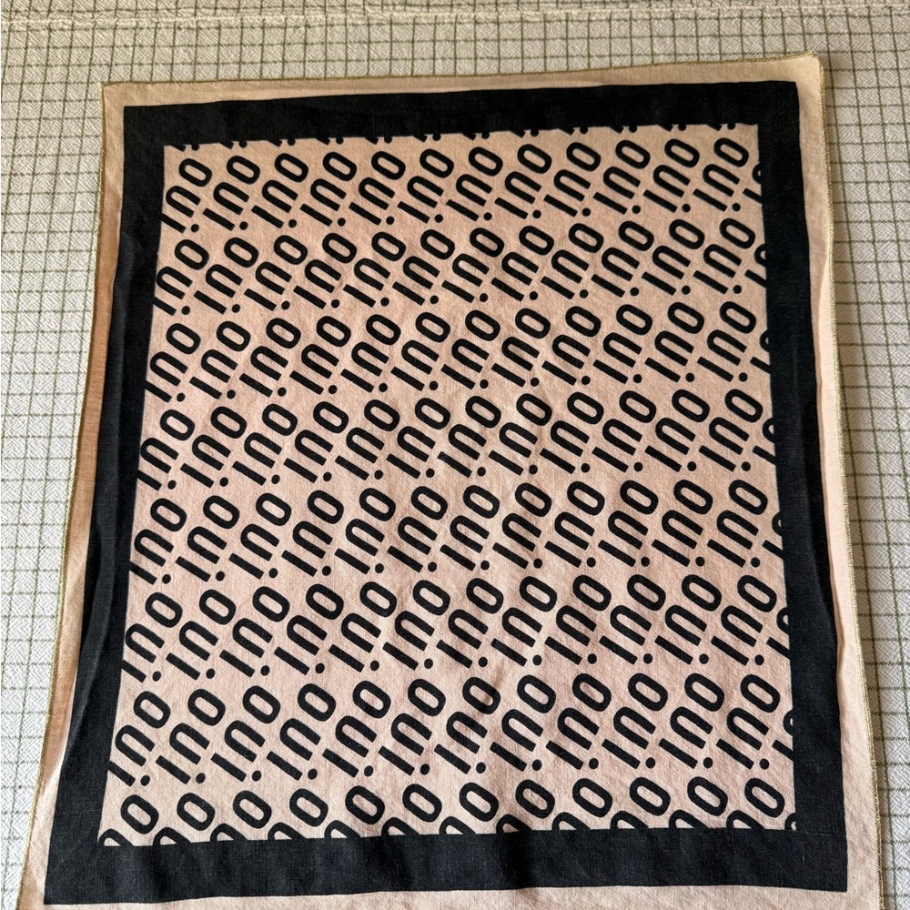 Clare V Pink and Black Oui Print Scarf Handkerchief